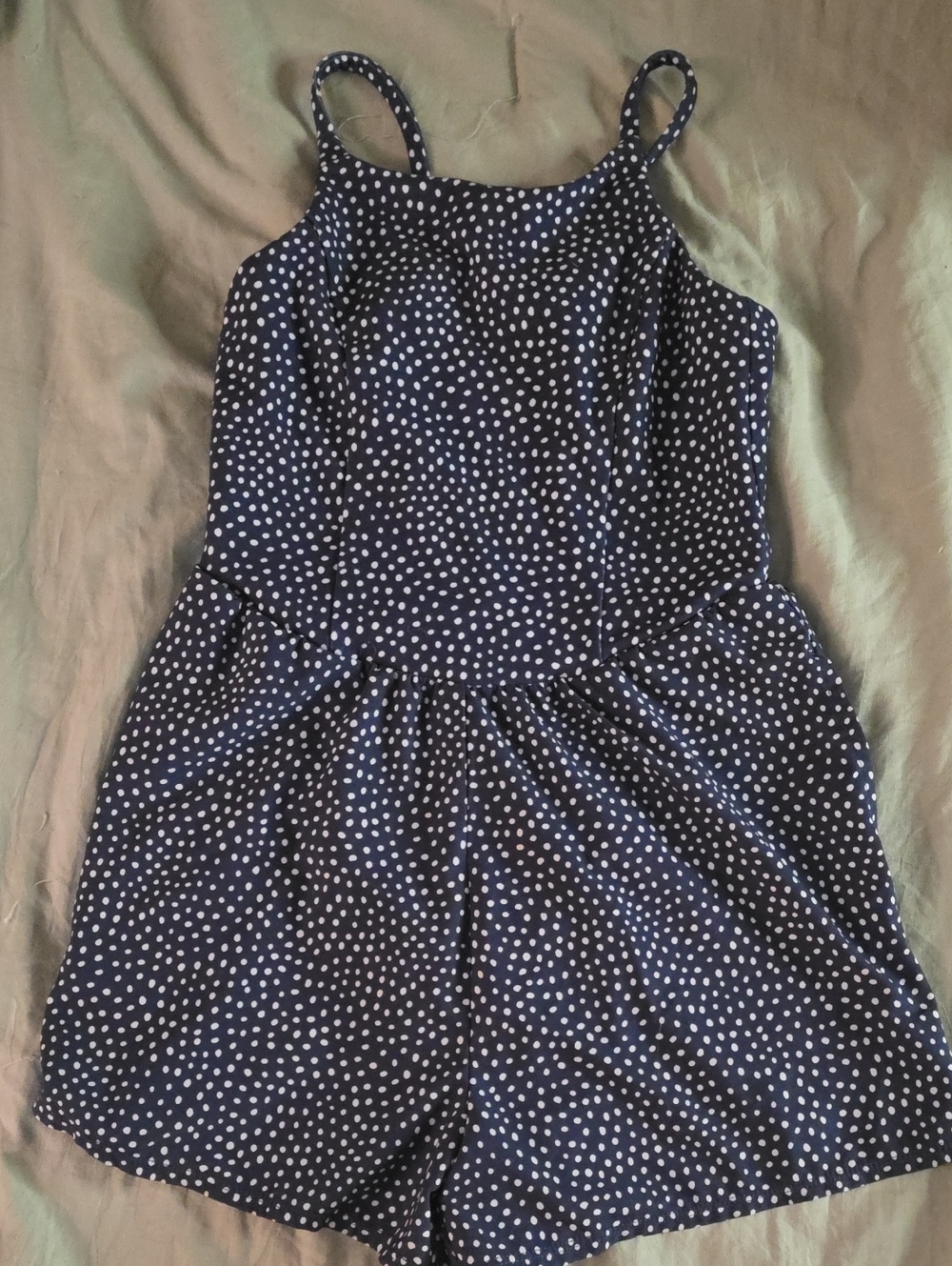 all in motion Navy and White Polka Dot Spaghetti-Strap Romper